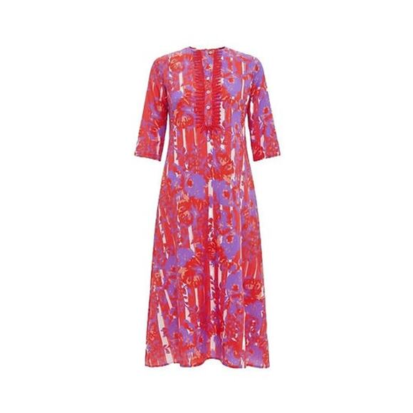 RO'S GARDEN Coral Petunia Embroidered Long Kurta Size M NWT - Picture 8 of 8